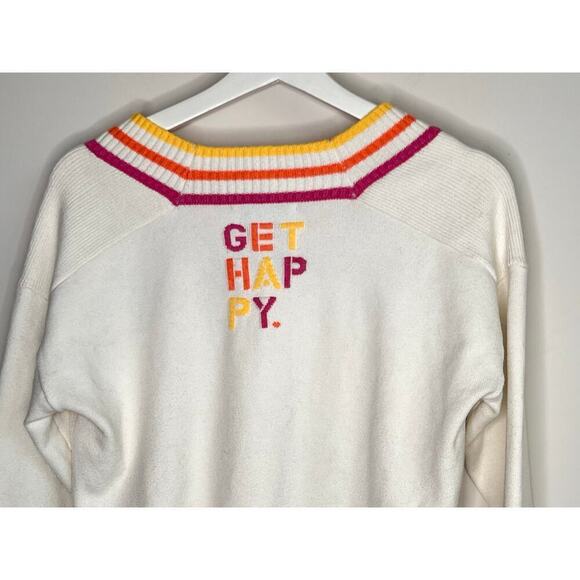 Kerri Rosenthal Get Happy Preppy V Neck Striped Soft Sweater Women's Size S - Picture 9 of 10